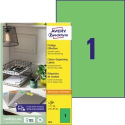 Avery Zweckform 3472 Universaletikett 210x297mm grün 100 St./Pack.