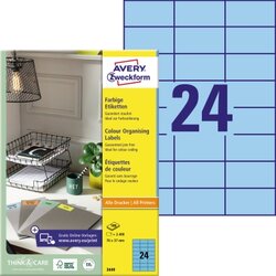 Avery Zweckform 3449 Universaletikett 70x37mm blau 2.400 St./Pack.
