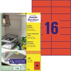 Avery Zweckform 3452 Universaletikett 105x37mm rot 1600 St./Pack.