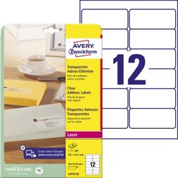 Avery Zweckform L4772-25 Adressetikett transparent 300 St./Pack.