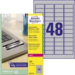 Avery Zweckform L6009-100 Etikett 45,7x21,2mm Typenschild 4.800St.