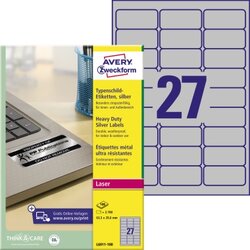 Avery Zweckform L6011-100 Etikett 63,5x29,6mm  Typenschild 2.700St