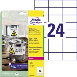 Avery Zweckform L4718-20 Etikett 70x37mm ws 480 St./Pack.