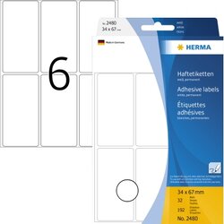 HERMA 2480 Etikett 34x67mm weiß 192 St./Pack.