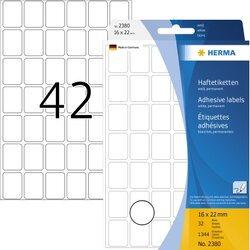 HERMA 2380 Vielzwecketikett 16x22mm Papier weiß 1.344 St./Pack.