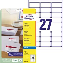 Avery Zweckform J4792-25 Etikett 63,5x29,6mm ws 675 St./Pack.