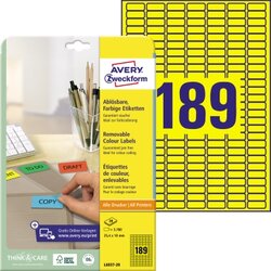 Avery Zweckform L6037-20 Etikett 25,4x10mm gelb 3.780 St./Pack.
