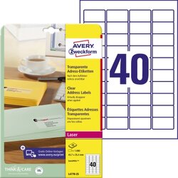 Avery Zweckform L4770-25 Adressetikett transparent 1000 St./Pack.