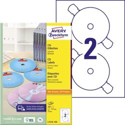 Avery Zweckform L7676-100 CD/DVD-Etikett 117mm weiß 200 St./Pack.
