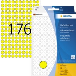 HERMA 2211 Markierungspunkt 8mm Papier gelb 5.632 St./Pack.