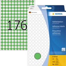 HERMA 2215 Markierungspunkt 8mm Papier grün 5.632 St./Pack.