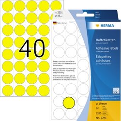 HERMA 2251 Markierungspunkt 19mm Papier gelb 1.280 St./Pack.