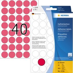 HERMA 2256 Markierungspunkt 19mm leuchtrot 960 St./Pack.