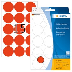 HERMA 2276 Markierungspunkt 32mm leuchtrot 360 St./Pack.