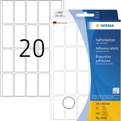 HERMA 2400 Vielzwecketikett 19x40mm Papier weiß 640 St./Pack.