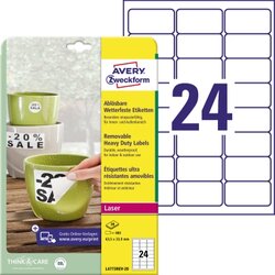 Avery Zweckform L4773REV-20 Etikett 63,5x33,9mm ws 480 St./Pack.