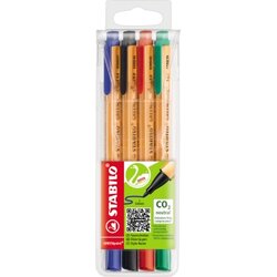 STABILO® 6088/4 Feinschreiber GREENpoint 0,8mm sortiert 4 St./Pack.