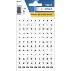 HERMA 4128 Zahlen 8mm 1-540 Papier ws sw 540 St./Pack.
