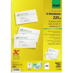 SIGEL LP796 Visitenkarte 3C 85x55mm 225g weiß 400 St./Pack.