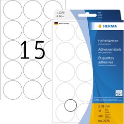 HERMA 2270 Markierungspunkt 32mm weiß 480 St./Pack.