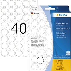 HERMA 2250 Markierungspunkt 19mm Papier weiß 1.280 St./Pack.