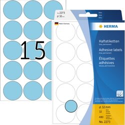 HERMA 2273 Markierungspunkt 32mm blau 480 St./Pack.
