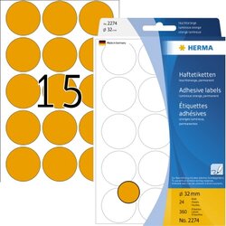 HERMA 2274 Markierungspunkt 32mm leuchtorange 360 St./Pack.