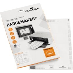 DURABLE 145602 Einsteckschild BADGEMAKER 60x90mm weiß 160 St./Pack.