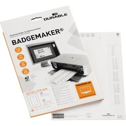 DURABLE 146002 Einsteckschild BADGEMAKER 61x210mm weiß 20 St./Pack