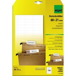 SIGEL LP720 PC-Einsteckschild DIN A4 60x21mm 156 St./Pack.