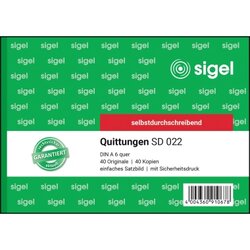 SIGEL SD022 Quittungsblock A6 quer sd 2x40Bl