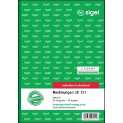 SIGEL SD131 Rechnungsblock A5 sd 2x50Bl