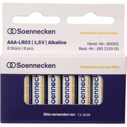 Soennecken 80002 Batterie Micro AAA LR03 1,5 V 8 St./Pack