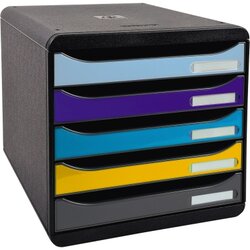 Exacompta 3094202D Schubladenbox BIG-BOX PLUS 5Schübe sw/farbig