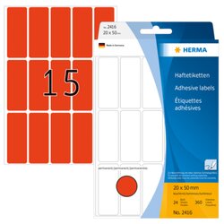 HERMA 2416 Vielzwecketikett 20x50mm leuchtrot 360 St./Pack.