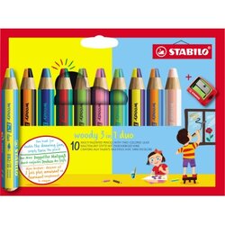 STABILO® EO882/10-2 Farbstift woody 3 in 1 duo sort 10St +Spitzer