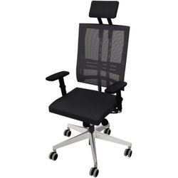 NowyStyl 800056490 Bürodrehstuhl Net Motion Armlehne Kopfstütze alu/sw