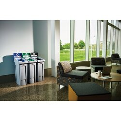 Rubbermaid Abfallsammelsystem SLIM JIM® RECYCLING 3 Sortierfächer schwarz, blau, grün