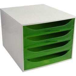 Exacompta 228697D Schubladenbox Ecobox A4+ 4Schübe offen gr/gn