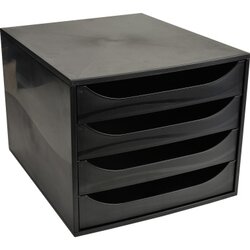 Exacompta 228014D Schubladenbox Ecobox  A4+ 4xSchub offen sw/sw