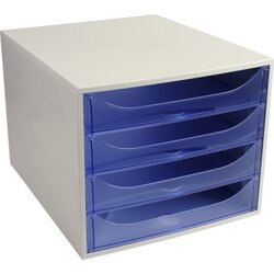Exacompta 228610D Schubladenbox Ecobox A4+ 4Schübe offen gr/eisbl.