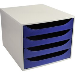 Exacompta 2286104D Schubladenbox Ecobox A4+ 4Schübe offen gr/bl