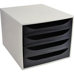 Exacompta 2286014D Schubladenbox Ecobox A4+ 4Schübe offen gr/sw
