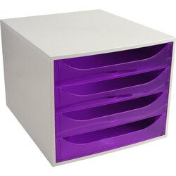 Exacompta 228619D Schubladenbox Ecobox A4+ 4Schübe offen gr/vi