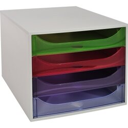 Exacompta 228699D Schubladenbox Ecobox A4+ 4Schübe offen gr/harlek