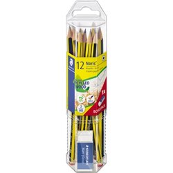 STAEDTLER® 61 120 P1 Bleistift Noris HB ge/sw 12 St./Pack. +Radierer