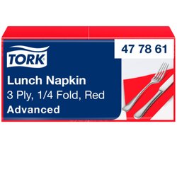 Tork 477861 Serviette 33x33cm 3lg. 1/4 Falz rot 150 St./Pack.