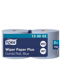 Tork 130052 Putztuch 2lagig 23,5cmx255m 750Bl. bl 2 Rl./Pack.