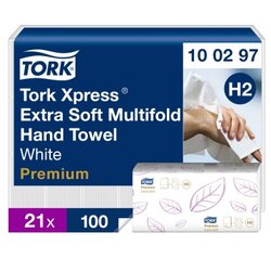 Tork 100297 Papierhandtuch Premium 21x34cm 2lagig weiß 2.100 Bl./Pack.