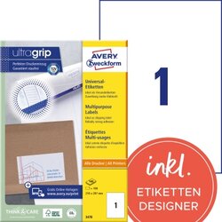 Avery Zweckform 3478 Universaletikett 210x297mm weiß 100 St./Pack.